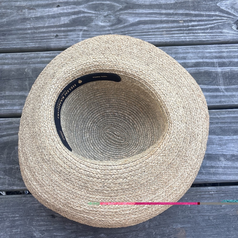 Helen Kaminski Handmade Australia Raffia Hat Natural OS white ribbon runs small - Picture 9 of 16